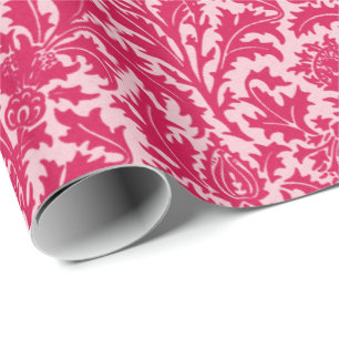William Morris Distel Damast, Fuchsienrosa Geschenkpapier