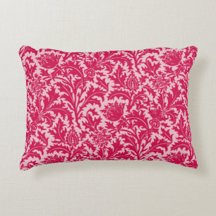 William Morris Distel Damast, Fuchsienrosa Zierkissen