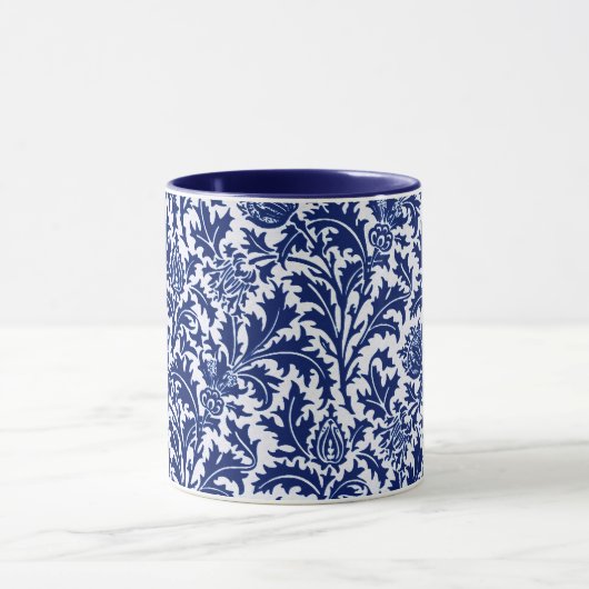 William Morris-Distel-Damast, Kobalt-Blau u. Weiß Tasse (Zentrum)