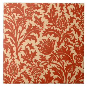 William Morris Distel Damast, Mandarinorange Fliese