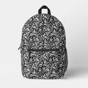 William Morris Distel Damast, Schwarz und Weiß Bedruckter Rucksack