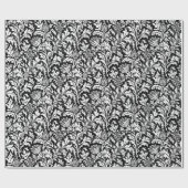 William Morris-Distel-Damast, Schwarzweiss Geschenkpapier (Flach)