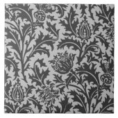 William Morris-Distel-Damast, silbernes Grau/Grau Fliese (Vorderseite)