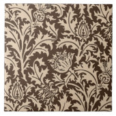 William Morris-Distel-Damast, Taupe TAN u. Beige Fliese (Vorderseite)