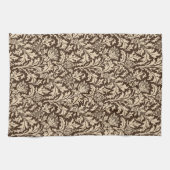 William Morris-Distel-Damast, Taupe TAN u. Beige Geschirrtuch (Horizontal)