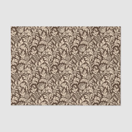 William Morris-Distel-Damast, Taupe TAN u. Beige Seidenpapier (Vorderseite)