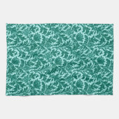 William Morris-Distel-Damast, Türkis und Aqua Küchentuch (Horizontal)