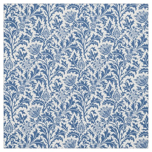 William Morris-Distel-Muster-Blau und Weiß Stoff (Muster)