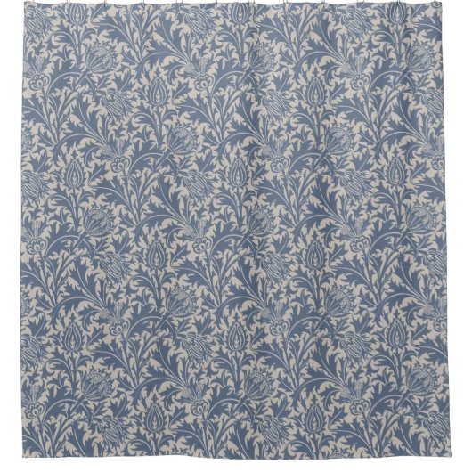 William Morris Distel-Sage-Blau-Muster Duschvorhang (Vorderseite)