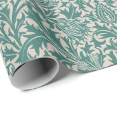 William Morris Distel Sagegrünes Muster Geschenkpapier (Rolleneckpunkt)