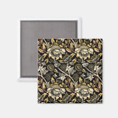 William Morris dunkle florale Arabeske Magnet (Vorderseite/Rückseite)