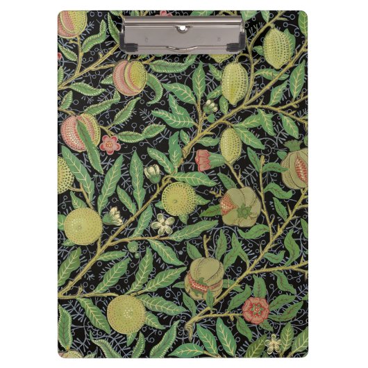 William Morris Dunkles Granatapfelfruchtmuster Klemmbrett (Vorderseite)