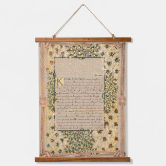 William Morris Dwellers at Eyr Floral Script Wandteppich Mit Holzrahmen
