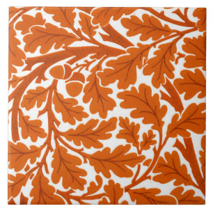 William Morris Eichenblätter, Rostorange und Weiß Fliese