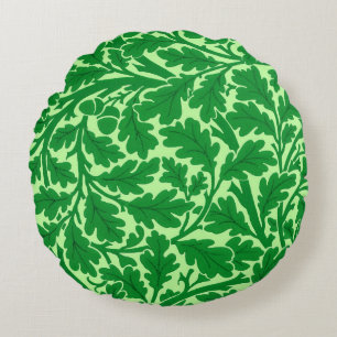 William Morris Eichenblätter, Smaragdgrün Rundes Kissen