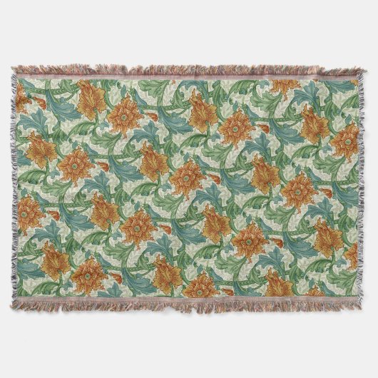 William Morris Einzelstiel Vintage-Blumenmuster Decke (Vorderseite)