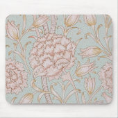 William Morris, Elegant Pink Wild Tulips Soft Blue Mousepad (Vorne)