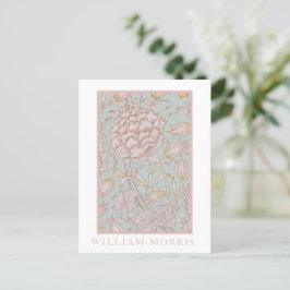 William Morris, Elegant Pink Wild Tulips Soft Blue Postkarte