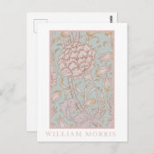 William Morris, Elegant Pink Wild Tulips Soft Blue Postkarte (Vorne/Hinten)