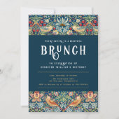 William Morris elegante Blue Brunch-Einladung Einladung (Vorderseite)