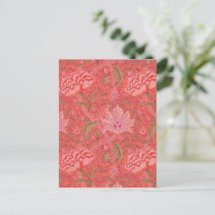 William Morris - Elegante rote und rosa Blüten Postkarte