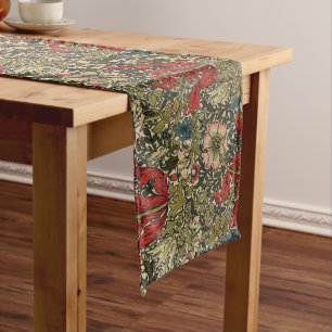 William Morris Elegantes Muster Rotes Grün Großer Tischläufer