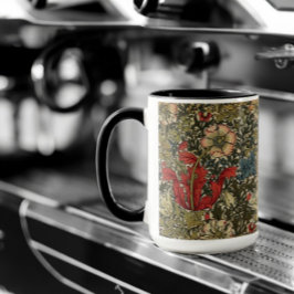 William Morris Elegantes Muster Rotes Grün Tasse