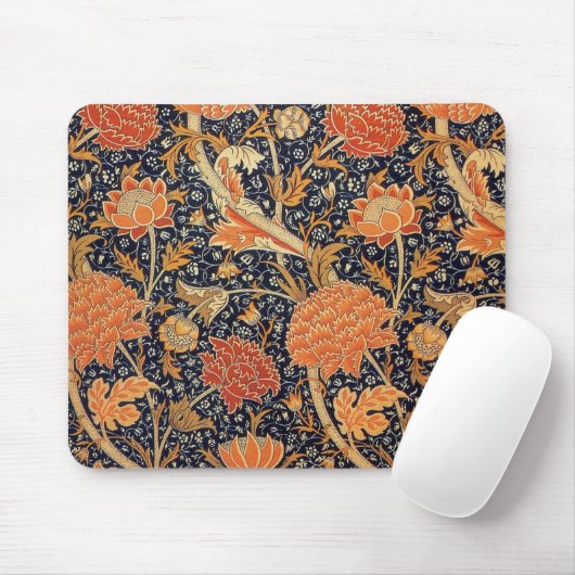 William Morris - Elegantes Orangefarbenes Muster Mousepad (Mit Mouse)