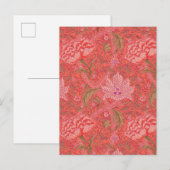 William Morris - Elegantes Rot & Rosa Floral Postkarte (Vorne/Hinten)