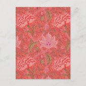 William Morris - Elegantes Rot & Rosa Floral Postkarte (Vorderseite)