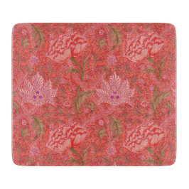 William Morris - Elegantes Rot & Rosa Floral Schneidebrett