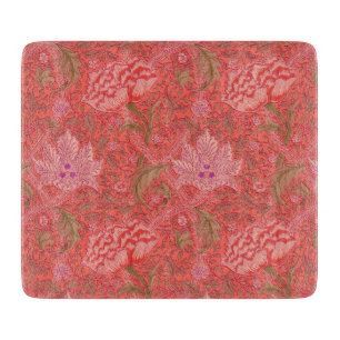 William Morris - Elegantes Rot & Rosa Floral Schneidebrett
