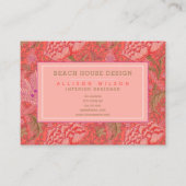 William Morris - Elegantes Rot & Rosa Floral Visitenkarte (Vorderseite)