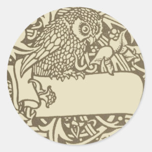 William Morris Eule Florales Vintage-Design Runder Aufkleber