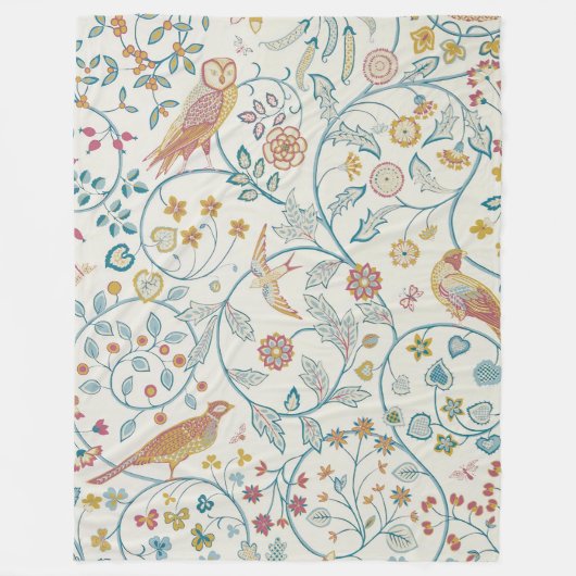 William Morris - Eule und Berries Fleecedecke (Vorderseite)