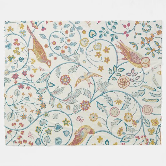 William Morris - Eule und Berries Fleecedecke (Vorderseite (Horizontal))