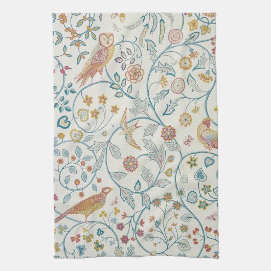 William Morris - Eule und Berries Geschirrtuch (Vertikal)