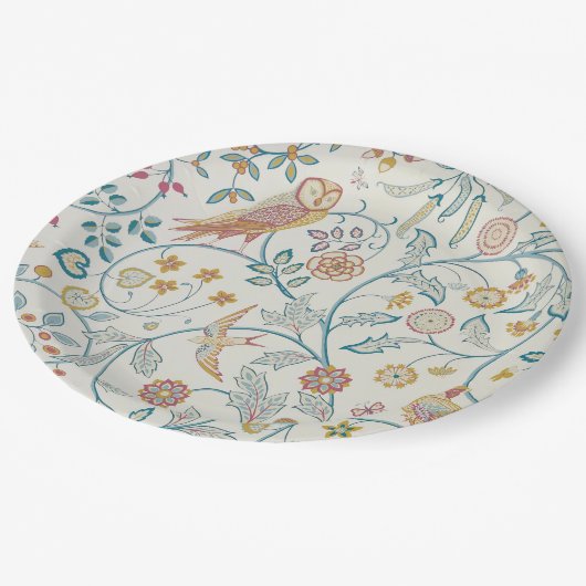 William Morris - Eule und Berries Pappteller (Schrägansicht)
