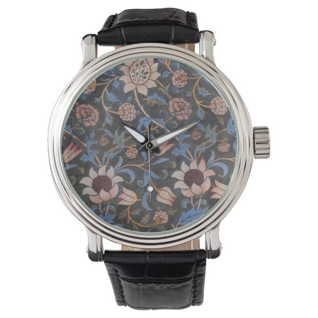 William Morris Evenlode Textile Floral Art Armbanduhr (Vorderseite)