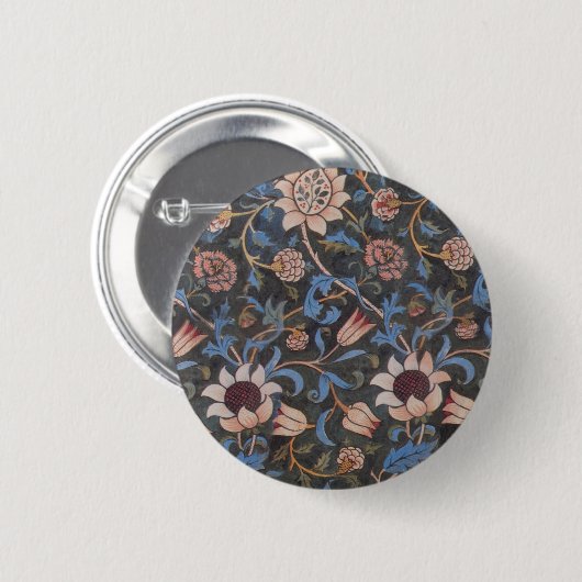 William Morris Evenlode Textile Floral Art Button (Vorne & Hinten)