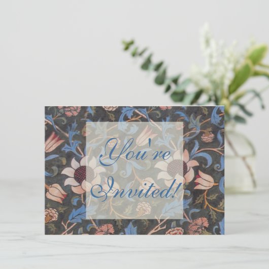William Morris Evenlode Textile Floral Art Einladung (Stehend Vorderseite)