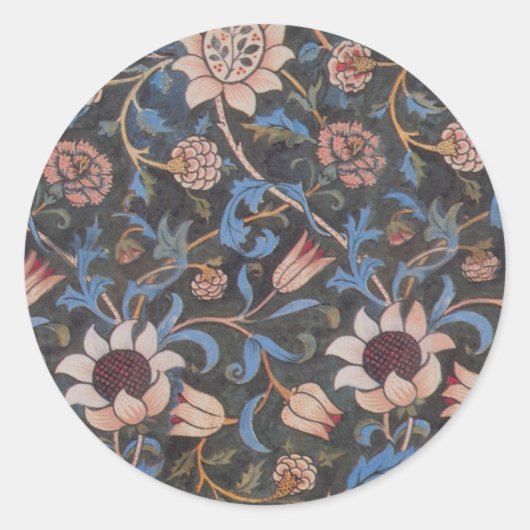 William Morris Evenlode Textile Floral Art Runder Aufkleber (Vorderseite)
