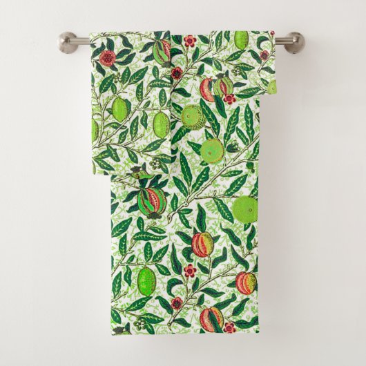 William Morris Exotic Frucht, Limettengrün Badhandtuch Set (Insitu)