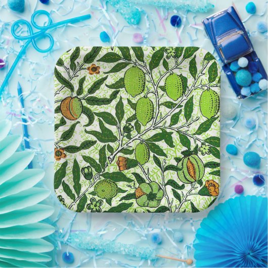 William Morris Exotic Frucht, Limettengrün Pappteller (Party)