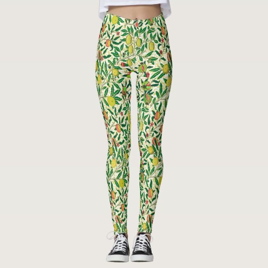 William Morris Exotic Frucht, Zitronengelb Leggings (Vorderseite)