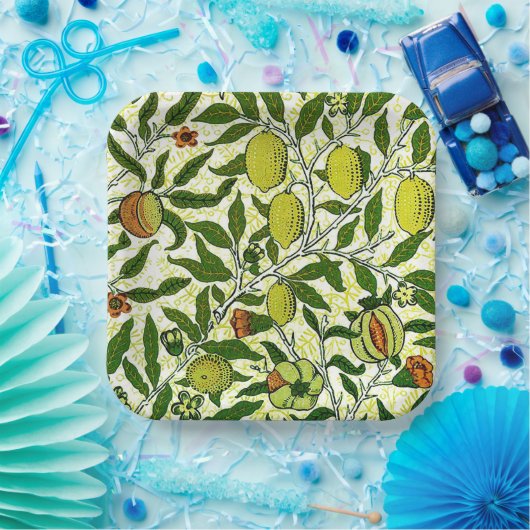 William Morris Exotic Frucht, Zitronengelb Pappteller (Party)