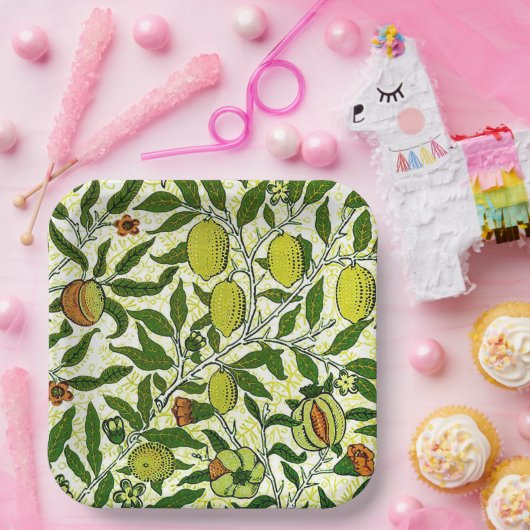 William Morris Exotic Frucht, Zitronengelb Pappteller (Party)