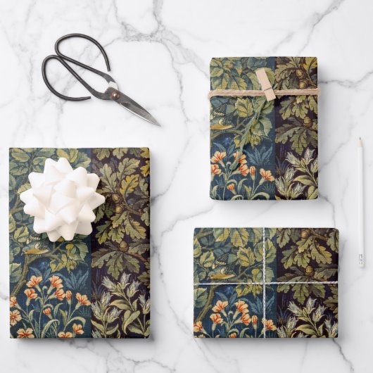 William Morris Fasan Vogel Baum Blume Geschenkpapier Set (Vorderseite)