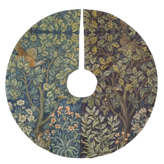 William Morris Fasan Vogel Baum Blume Polyester Weihnachtsbaumdecke (Vorderseite)