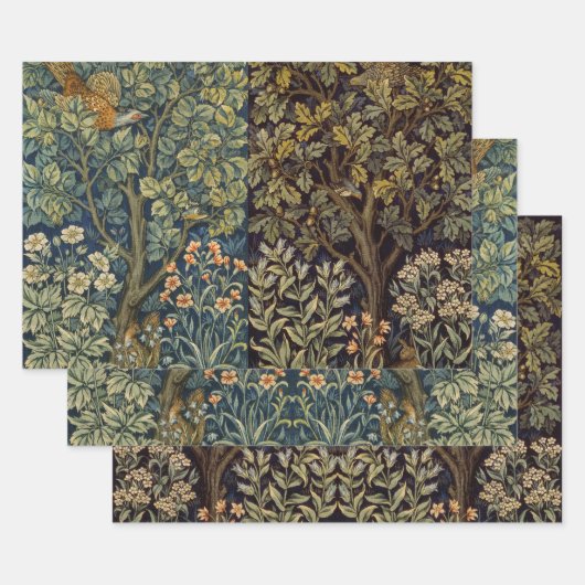 William Morris Fasan Vogel Baum Blume Waldland Geschenkpapier Set (Set)